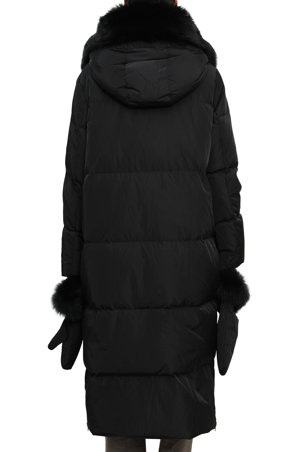 Long down jacket in technical fabric