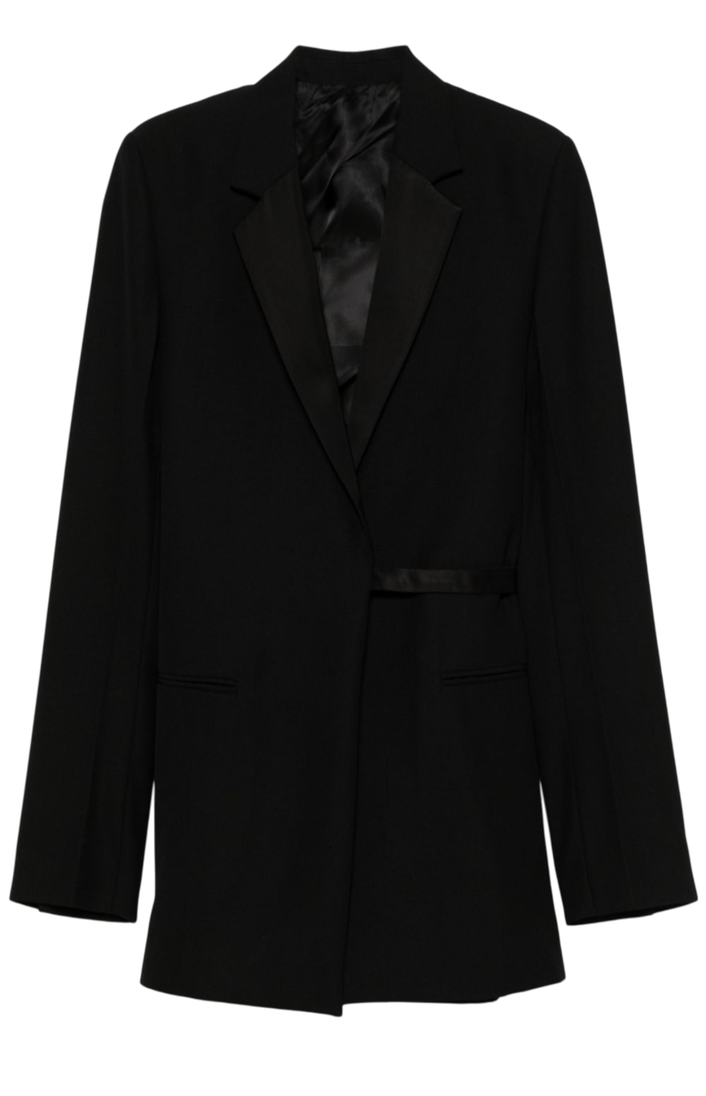 Load image into Gallery viewer, Satin-lapel wrap blazer black