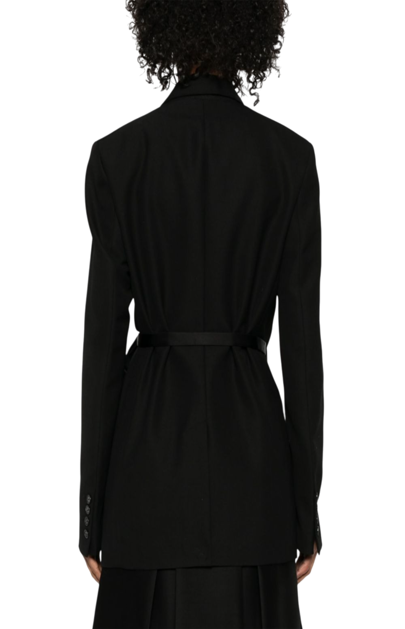 Load image into Gallery viewer, Satin-lapel wrap blazer black