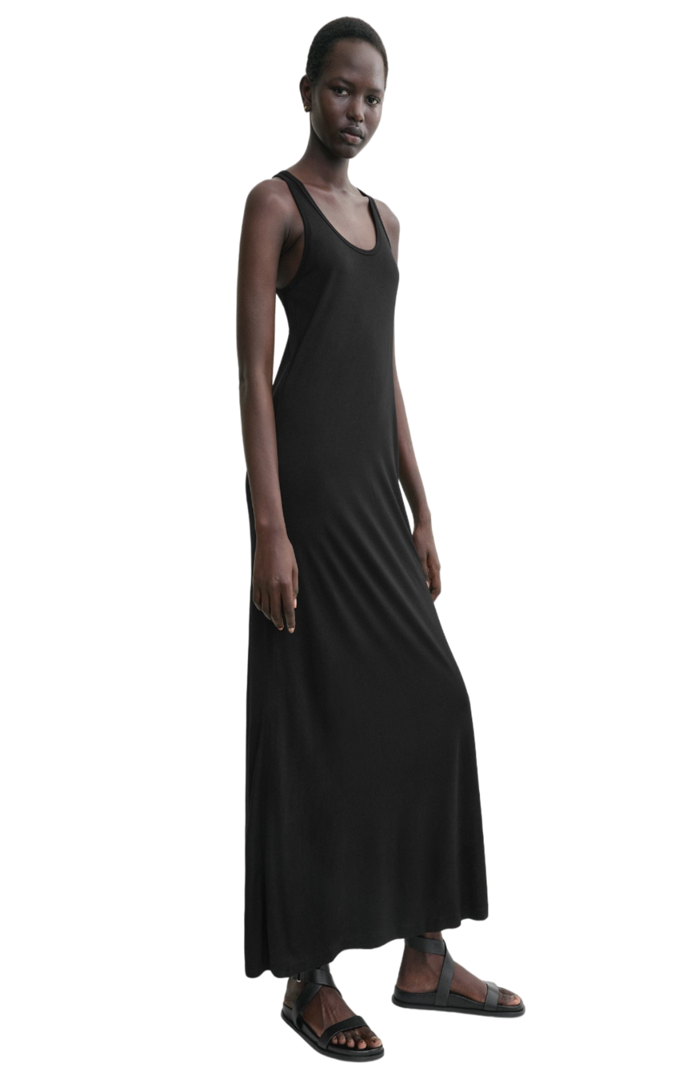 Load image into Gallery viewer, Scoop-neck jersey dress black