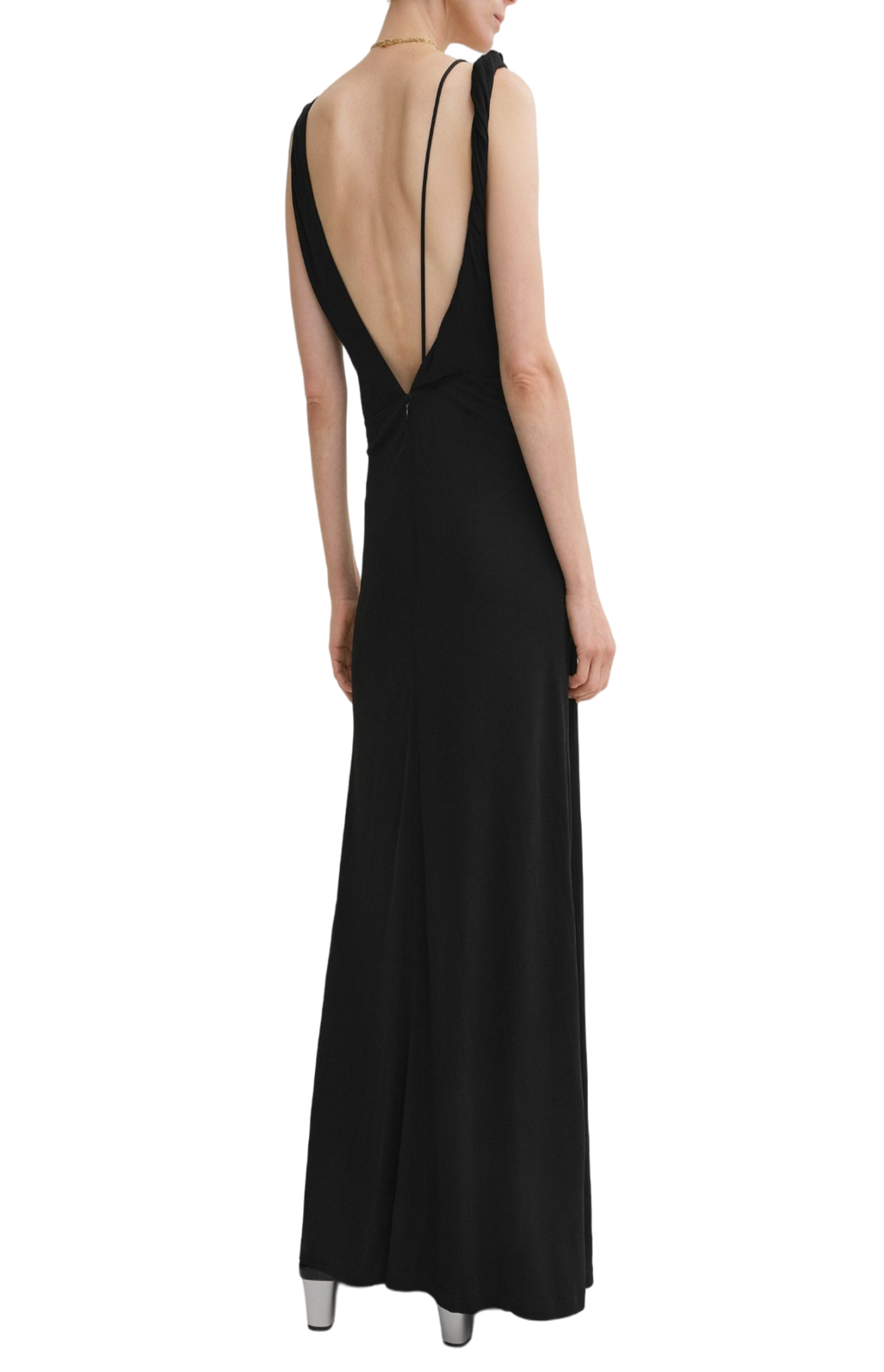 Load image into Gallery viewer, Twist drape dress black