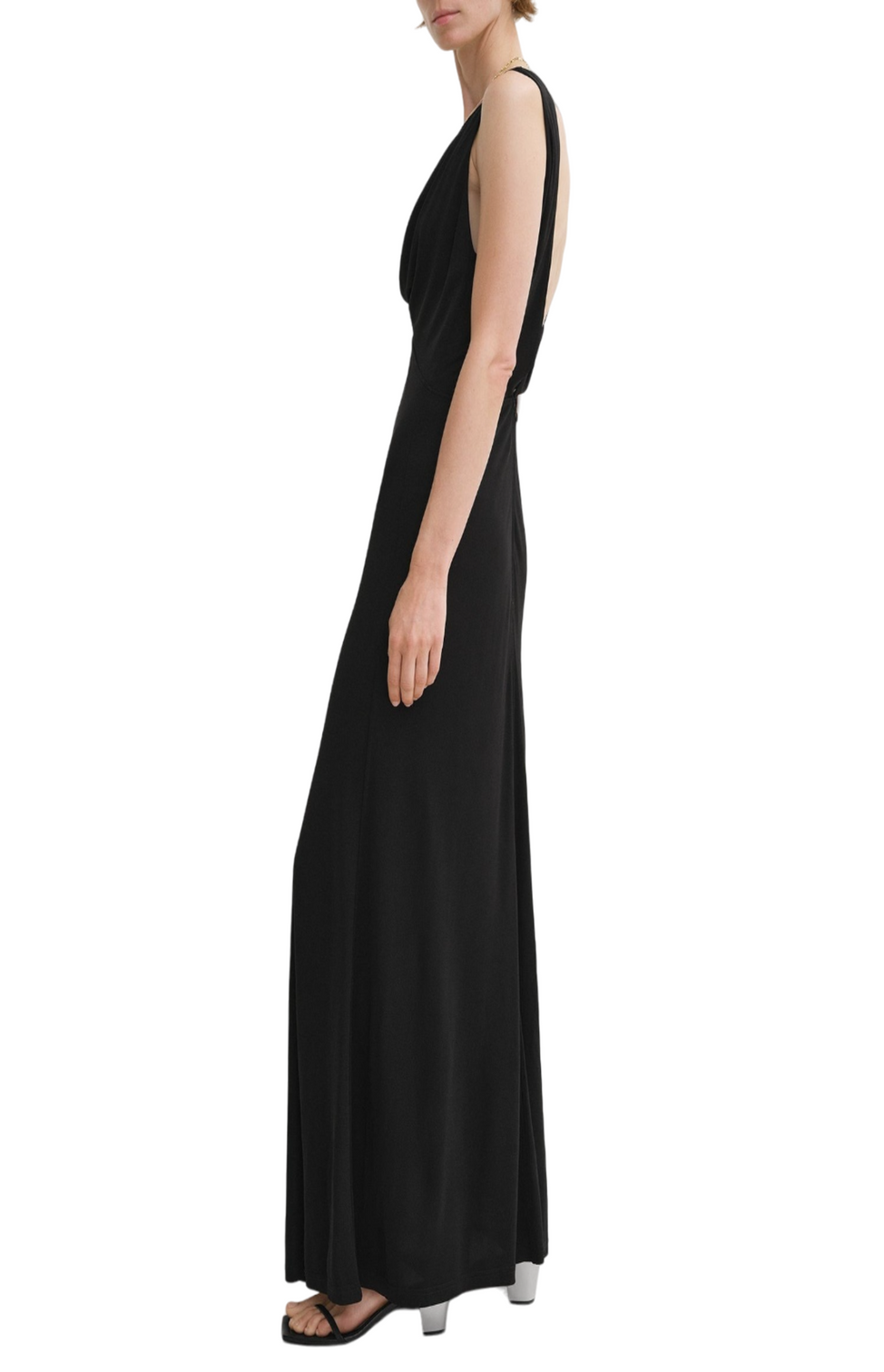 Twist drape dress black