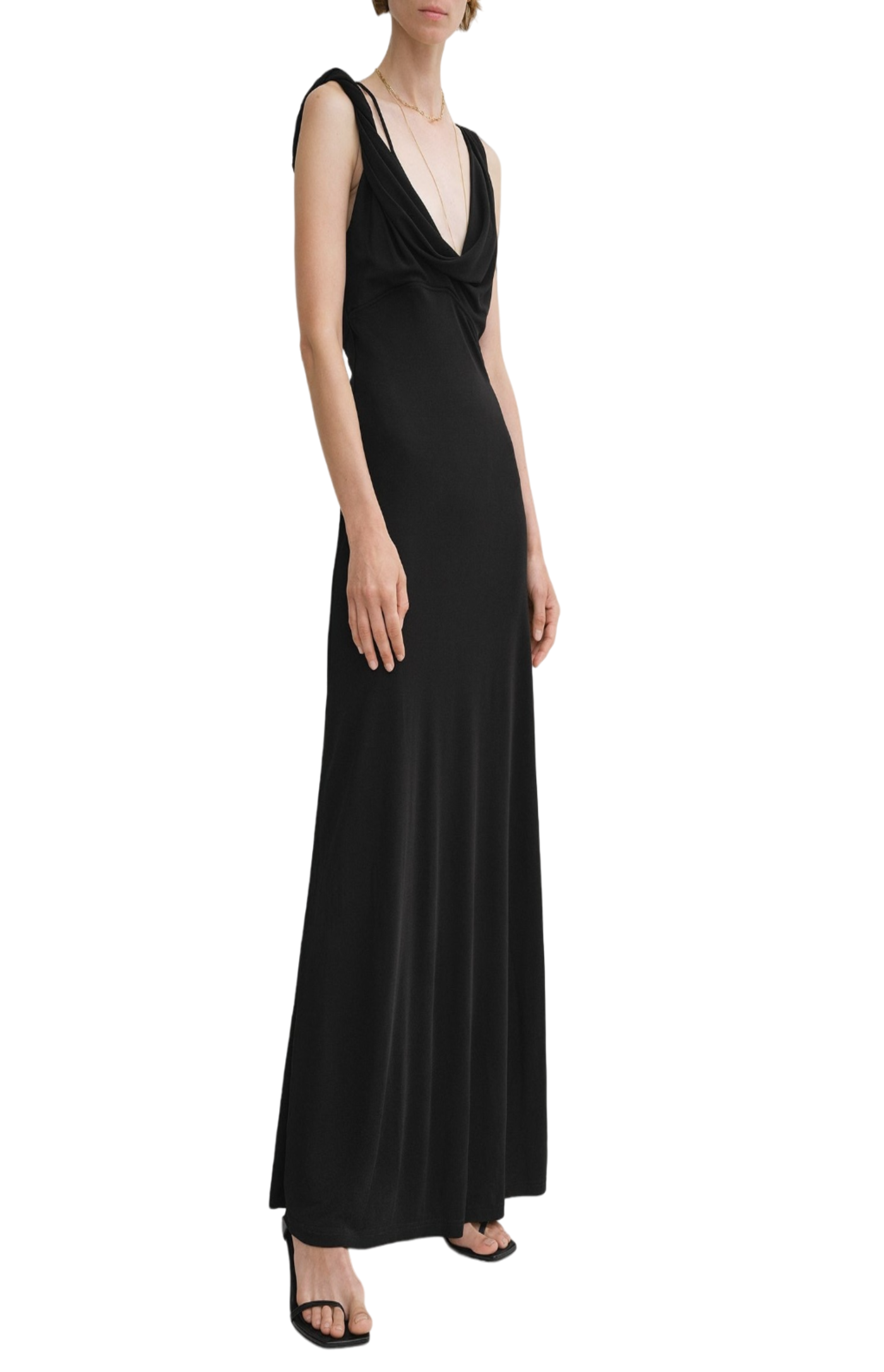 Load image into Gallery viewer, Twist drape dress black