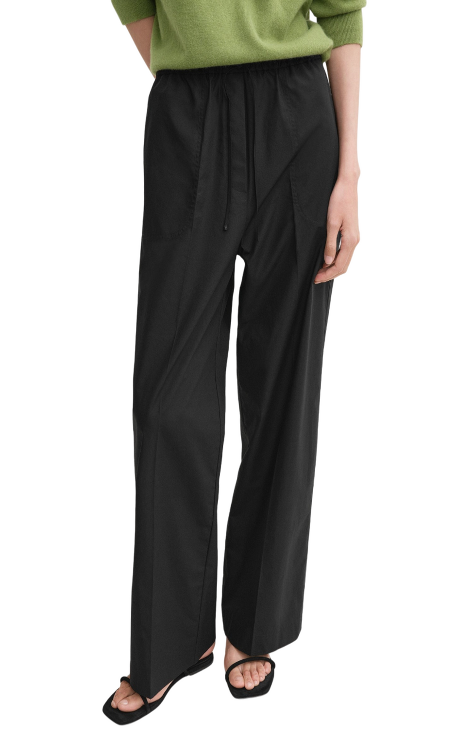 Cotton drawstring trousers black