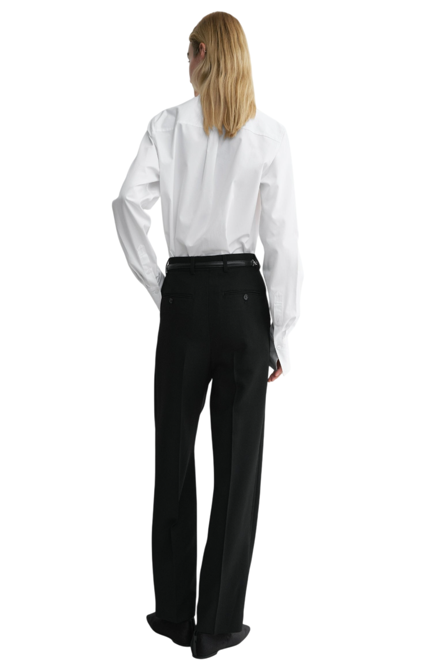 Load image into Gallery viewer, Pleated straight trousers black