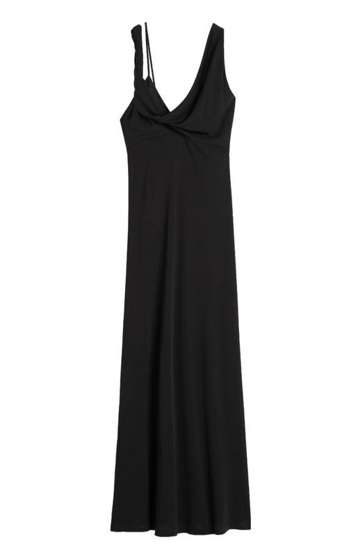 Twist drape dress black