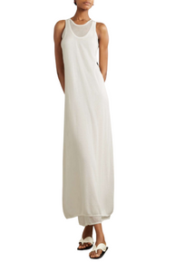 Layered knit tank dress talc