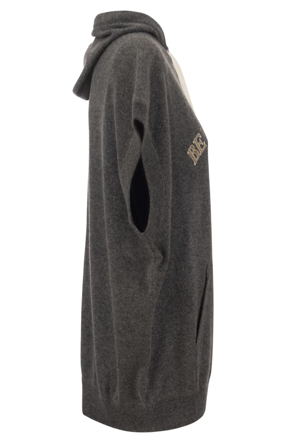 Virgin wool, cashmere and silk hooded sweater